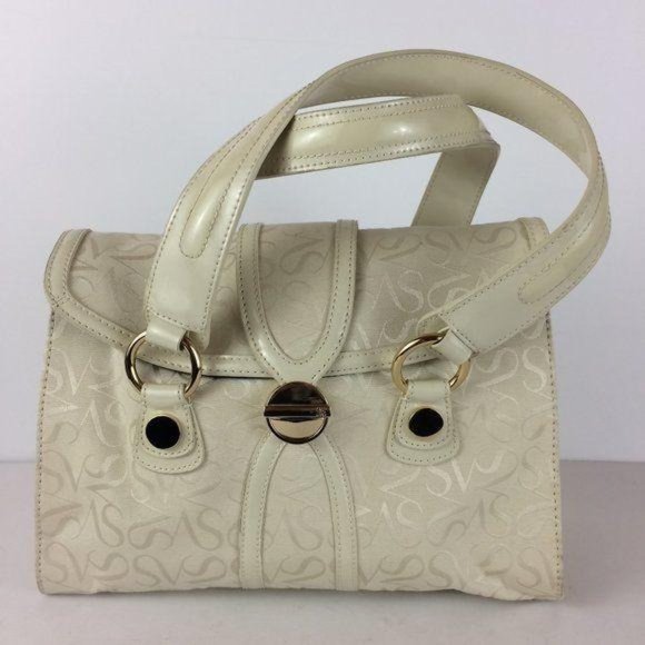 Simply Vera Vera Wang Handbags - SV Vera Wang NWOT Signature Ivory Textile Handbag Faux Patent Leather Trim